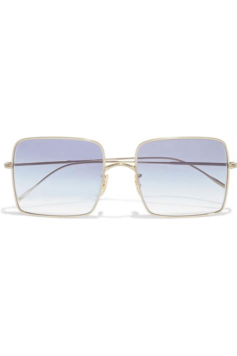 Oliver Peoples Rassine Square Frame Gold Tone Sunglasses In Blue Lyst