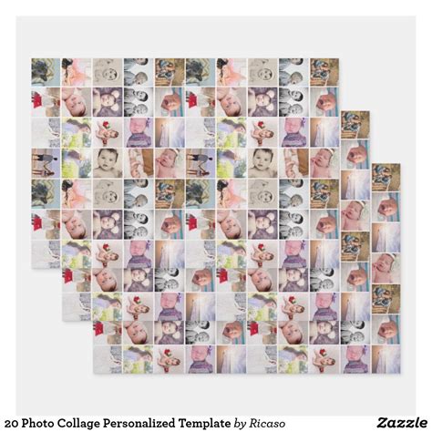 20 Photo Collage Personalized Template Wrapping Paper Sheets | Zazzle.com | Wrapping paper ...