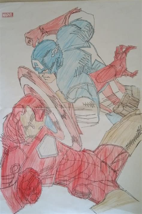 A Captain America Vs Iron Man Dot To Dot Drawing Which I Drew And