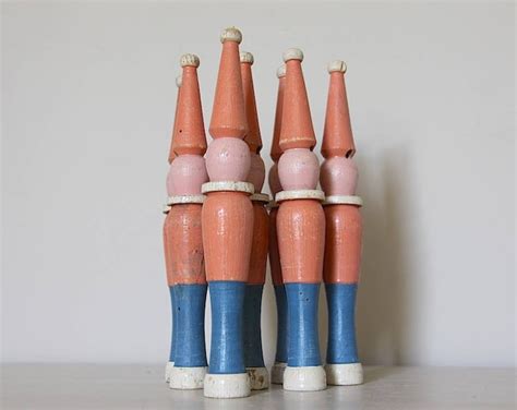 French Vintage Bowling Pins Skittles Set Of 8 French Clowns Etsy