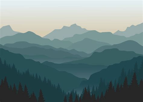 Mountain Mural Blue Ombré Mountain Wallpaper Forest Tree And Mountain