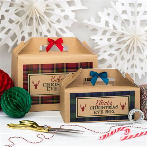Personalised Christmas Eve Gift Box TARTAN Kraft Box With Etsy UK