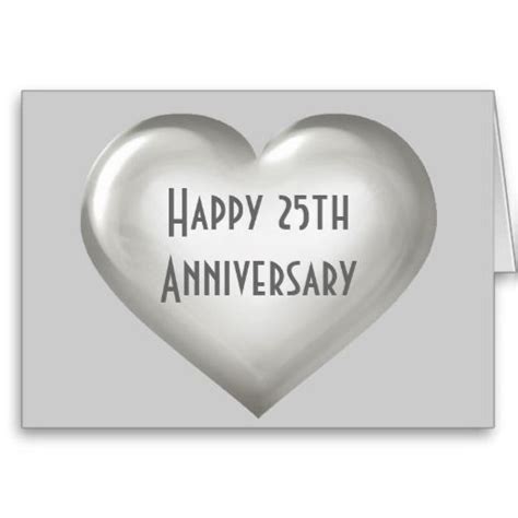 Happy 25th Anniversary Silver Glass Heart Card Zazzle Happy 25th