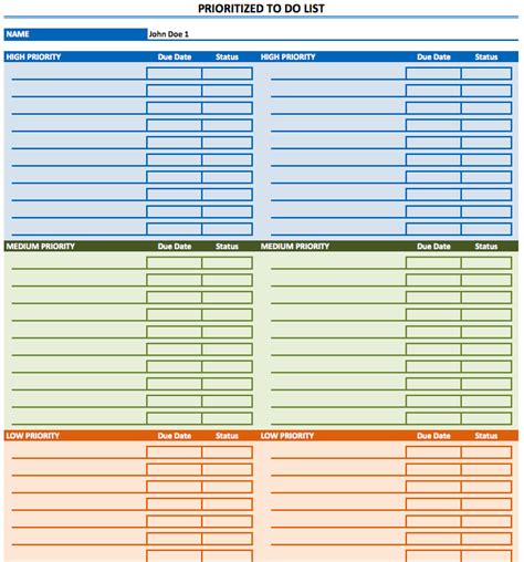 Excel To Do List Priority Template