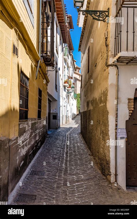 Granada Spain Narrow Street In Albaicin Moorish Medieval Quarter