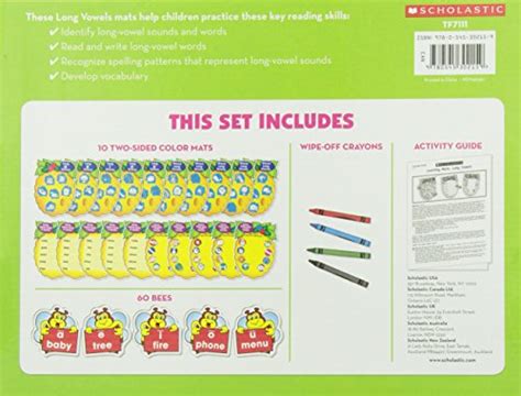 Scholastic Teachers Friend Long Vowels Learning Mats Multiple Colors