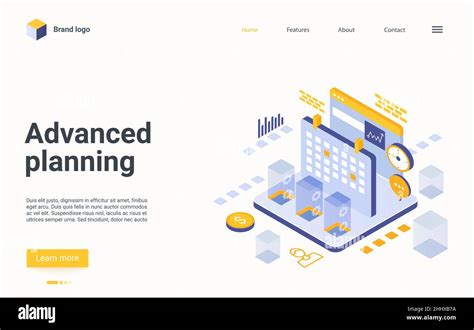 Advanced Planning Isometric Landing Page Vector Template Time