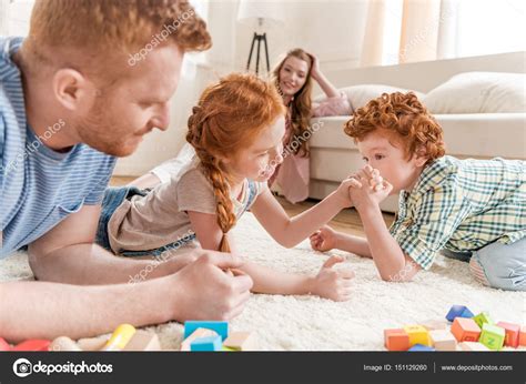 Brother Playing Arm Wrestling With Sister — Stock Photo