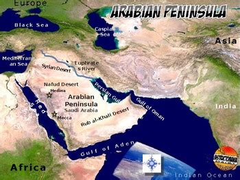 Arabian Peninsula Satellite Map Physical Geography Instructional Activity
