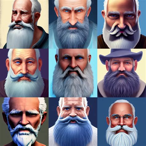 Old Man With Blue Eyes And Bushy White Beard Digital Stable