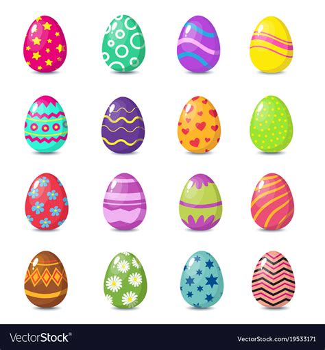 Cartoon Colorful Easter Eggs With Floral Patterns Vector Image