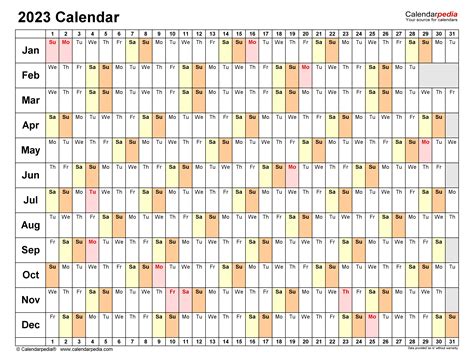 2023 Calendar Excel Template Customize And Print
