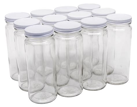 Nms 16 Ounce Glass Tall Straight Sided Mason Canning Jars With 63mm White Metal Lids Case Of