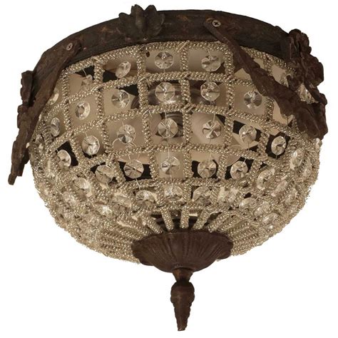 This is a popular choice in spaces. Rustic Bronze Vintage Basket Crystal Flush Mount Chandelier