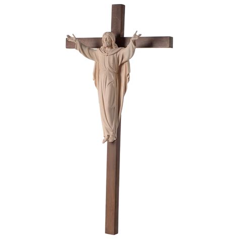 Risen Christ Carved Wood Statue On Cross Online Sales On