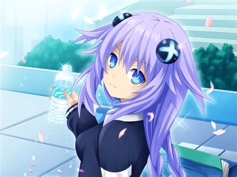 Wallpaper Purple Hair Anime Girl Blue Eyes Bottle 2880x1800 Hd