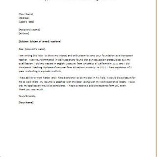 Please consider this letter as my intent to apply for a teaching position in your established institution. Teaching Job Application Letter | writeletter2.com