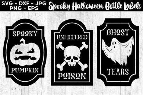 Spooky Halloween Bottle Labels Svg Pack Graphic By Aleksa Popovic