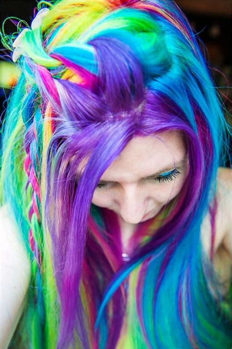hidden rainbow hair is the trend you never knew hair styles rainbow hair color bright hair