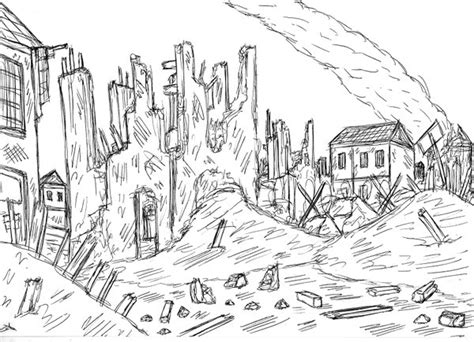 Destroyed City Drawing Coloring Pages