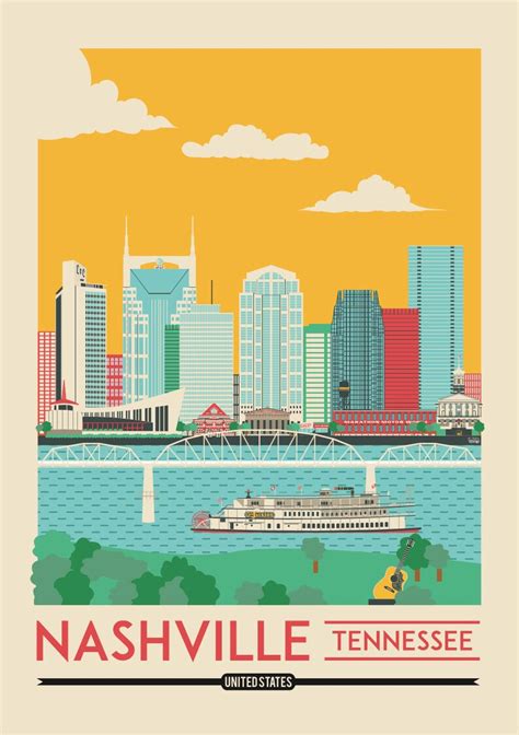 Nashville Print Tennessee Poster Travel Poster Etsy