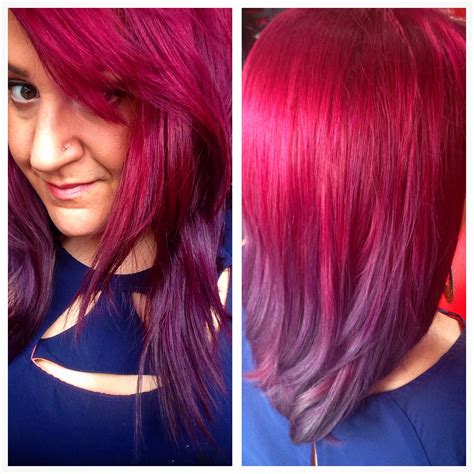 Bright Purple And Pink Hair Dip Dye Ombré Mid Length Hair By