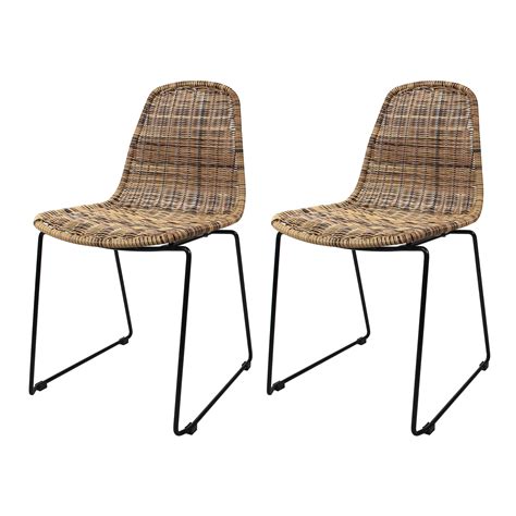 Chaise Chipie en résine tressée naturelle (lot de 2)