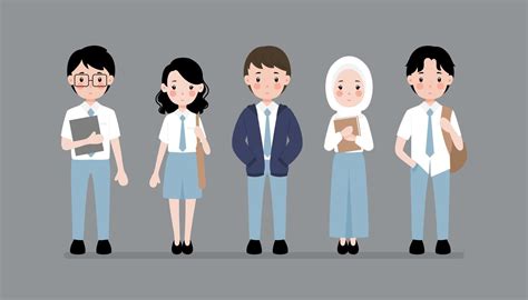 Collection Of Indonesian Students Vector Flat Concept 5927982 Vector
