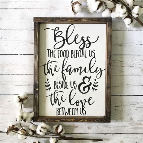 Bless The Food Before Us Wood Sign Rustic Wood Sign Framed Etsy