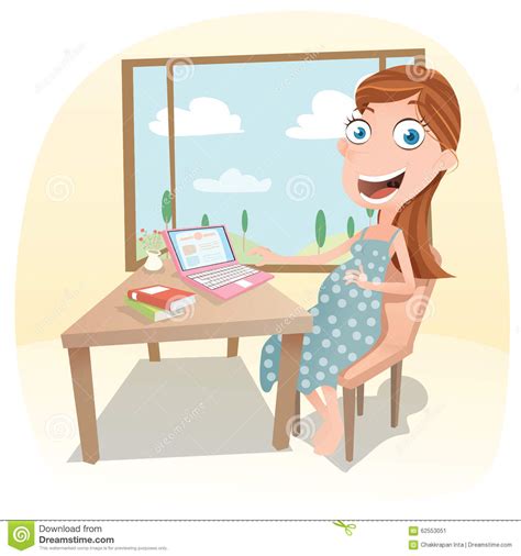 Pregnant Woman Work At Home Stock Vector Illustration Of