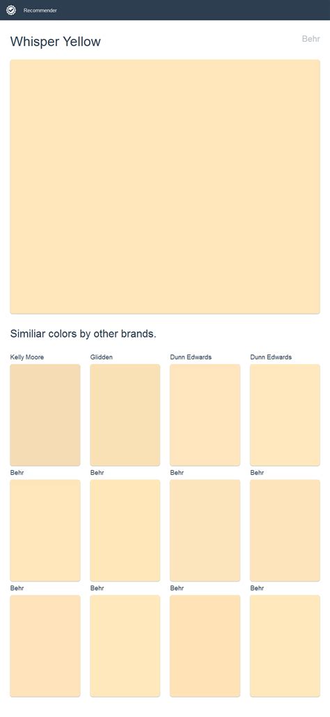 Whisper Yellow Behr Click The Image To See Similiar Colors By Other