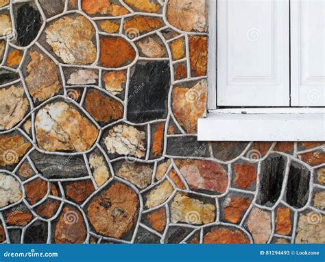 Decorative Stone Wall With Window Stock Image Image Of Geometric