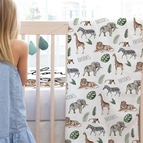 Jungle Safari Animal Baby Bedding Set Minky Crib Sheet Etsy