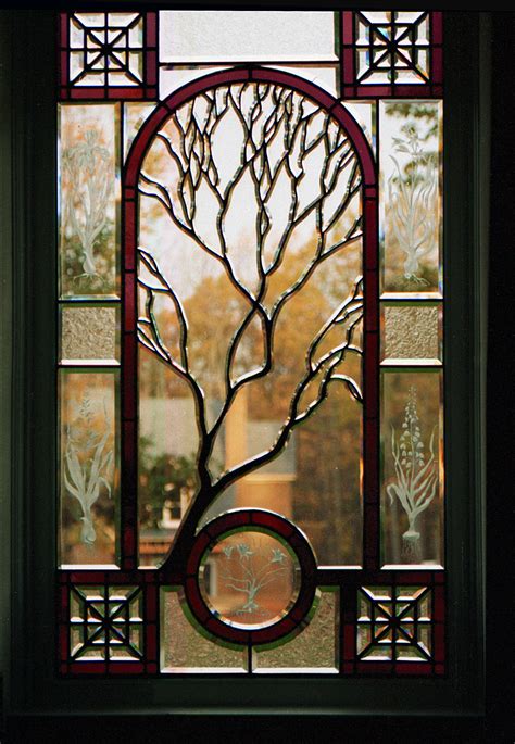 Sculpted Solder Tree Beveled Glass Window | Cain Architectural Art Glass