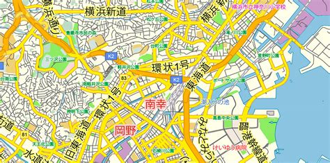 Free japan map vector download in ai, svg, eps and cdr. Yokohama Japan Map Vector Exact City Plan Low Detailed ...