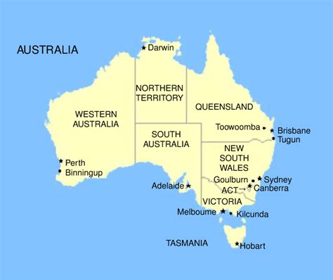 Australia Showing The States The Australian Capital Territory The