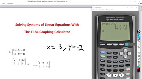 Solving Systems Of Linear Equations With The Ti Graphing Calculator