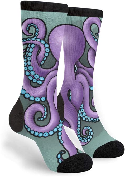 Purple Octopus Novelty Socks Athletic Stockings Comfort Cool Crew Socks Durable Amazon Ca