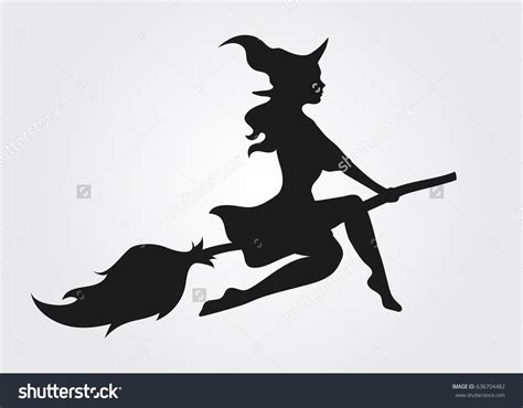 Black Silhouette Beautiful Glamour Witch Flying Stock Vector Royalty Free 636704482