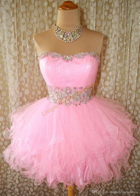 Pretty Pink Homecoming Dresses With Strapless Neck And Tiered