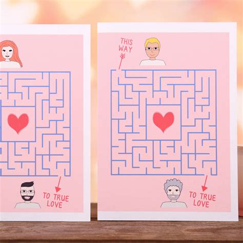 Personalised Love Maze Valentines Portrait Card By Sunny Clouds