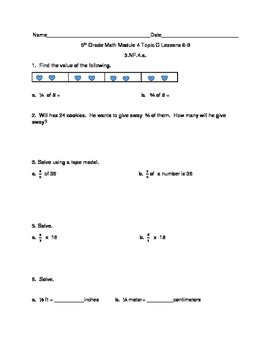 Answer key grade 5 • module 4 multiplication and division of fractions and decimal fractions. 5th Grade EngageNY/Eureka Math Module 4 Topic C Quiz ...