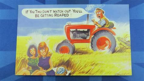 Saucy Bamforth Comic Postcard S Big Boobs Vintage Massey Fergusson Tractor Picclick