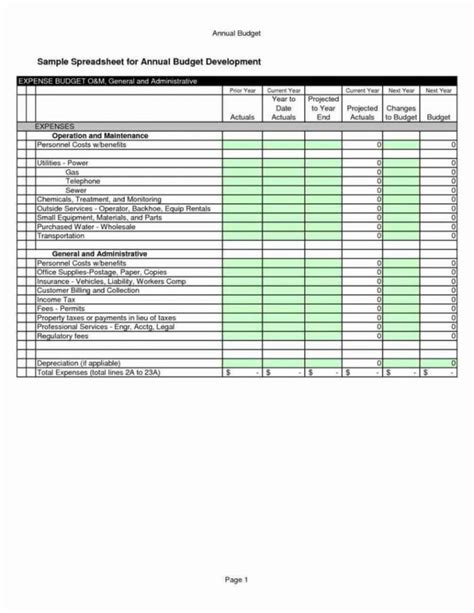 Small Church Budget Template —