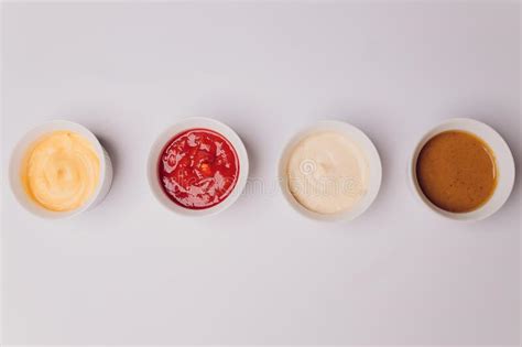 Set Of Different Sauces Isolated On White Stock Image Image Of