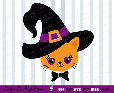 Halloween witch ginger cat SVG DXF Halloween Silhouette & | Etsy