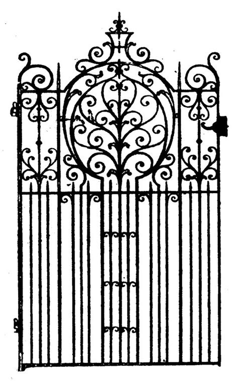 An Iron Gate With Decorative Designs On The Top And Bottom Vintage