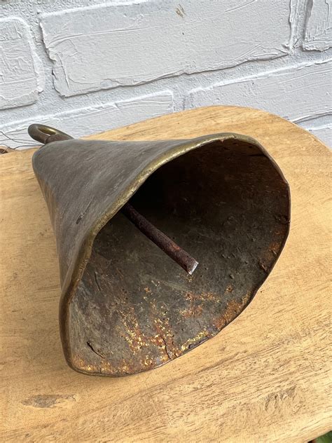 Vintage Brass Cow Bell Rustic African Hand Made Bronze Bell Home