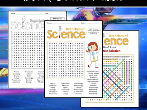 Branches Of Science Word Search Puzzle Teaching Resources