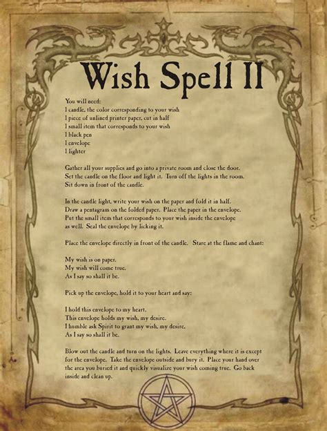 Wish Spell II for homemade Halloween Spell Book. | Halloween spell book, Witchcraft spell books 